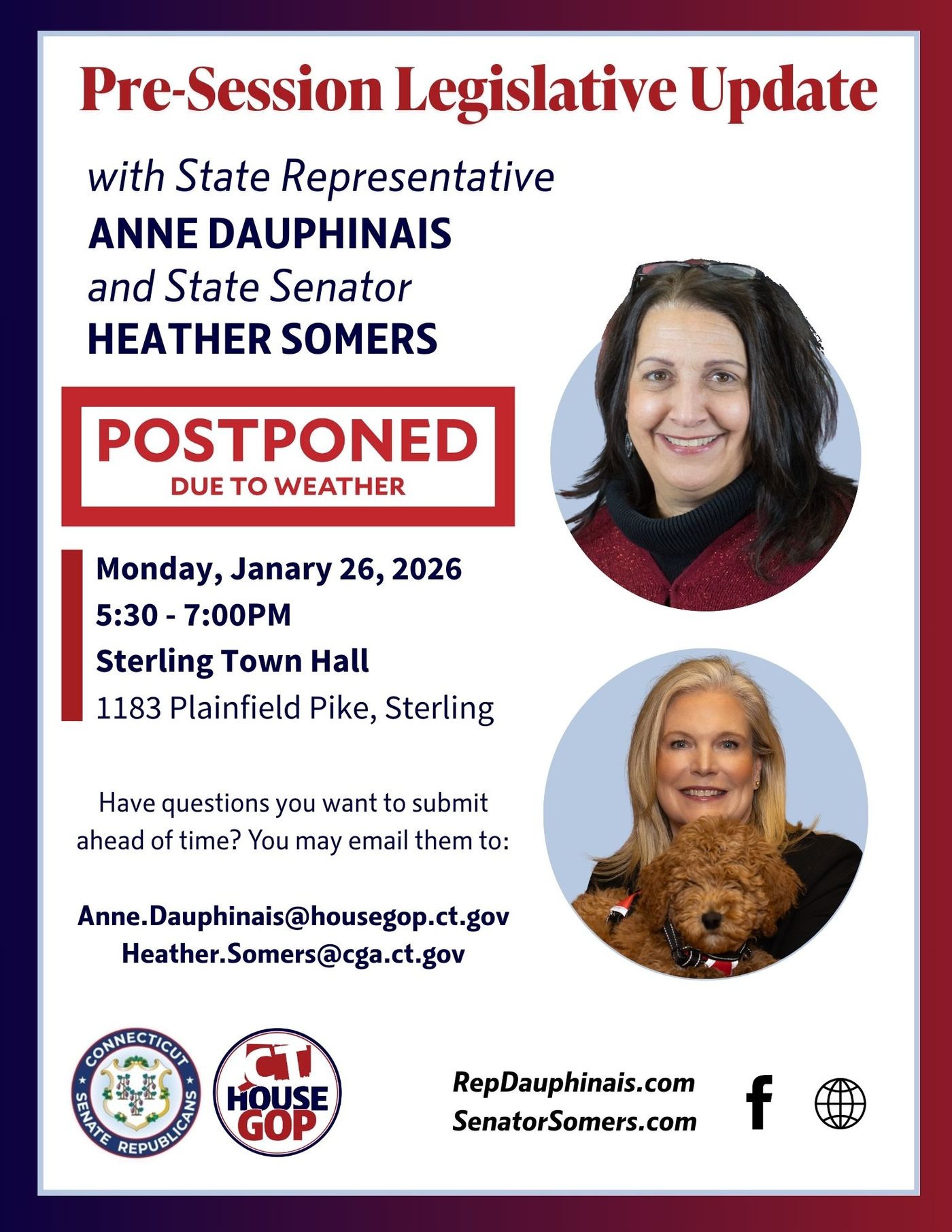 POSTPONED- Sterling Pre-Session Legislative Update